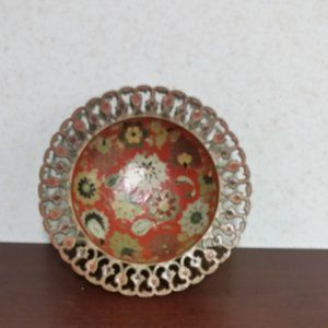 Vintage French Champleve Enameled Bronze tray